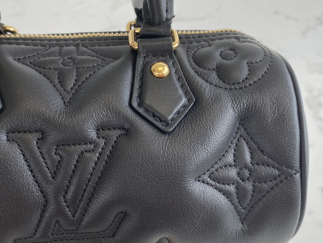 Louis Vuitton Papillon BB Handbag Quilted and Embroidered Smooth Calf Leather Black M59800