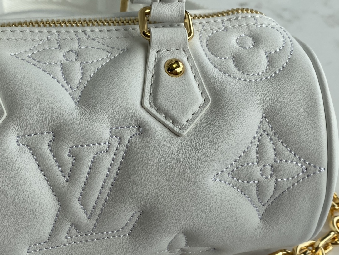 Louis Vuitton Papillon BB Handbag Quilted and Embroidered Smooth Calf Leather White M59827