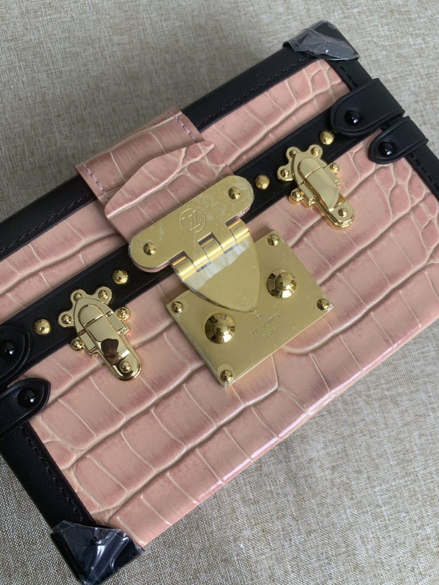 Louis Vuitton Petite Malle Handbag Crocodile Leather Pink M59179 