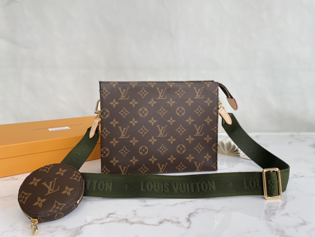 Louis Vuitton Pochette Voyage MM Monogram Macassar Coated Canvas Green