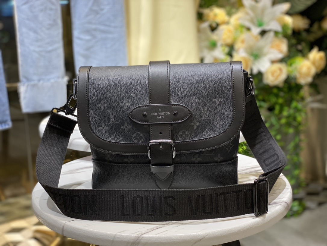 Louis Vuitton Saumur Messenger Monogram Eclipse Coated Canvas M45911