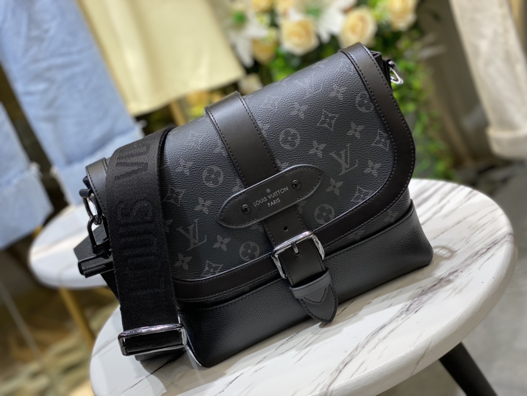 Louis Vuitton Saumur Messenger Monogram Eclipse Coated Canvas M45911