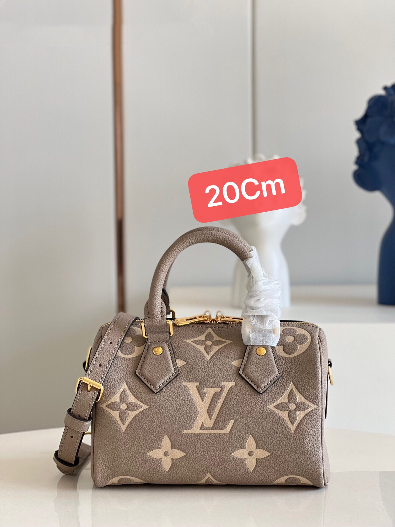 Louis Vuitton Speedy Bandouliere 20 Monogram Empreinte Beige