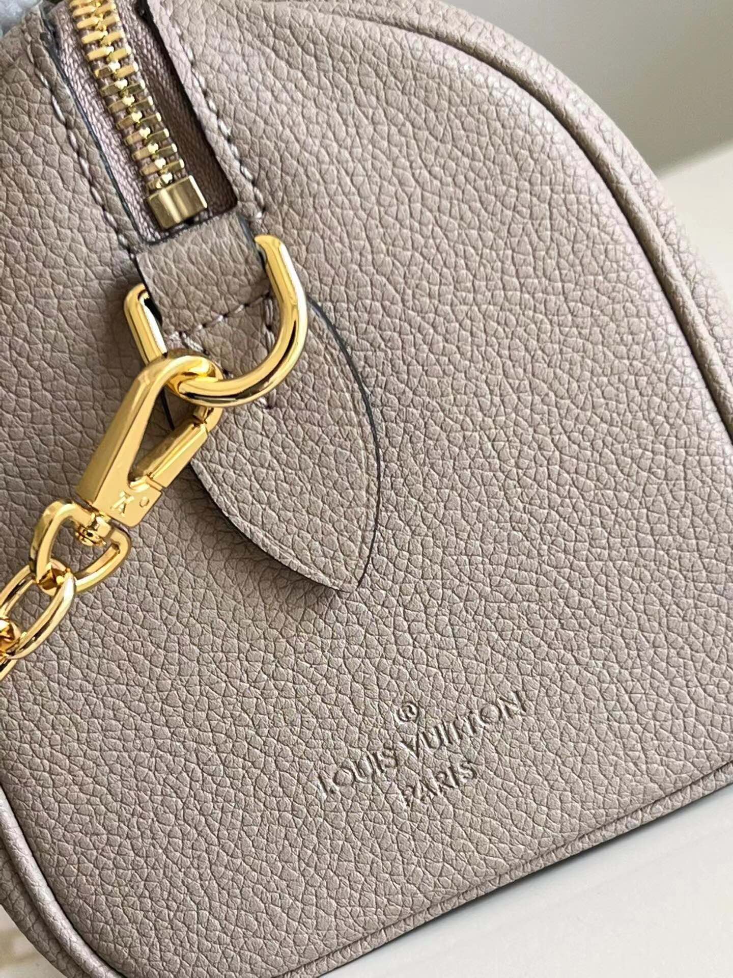 Louis Vuitton Speedy Bandouliere 20 Monogram Empreinte Beige