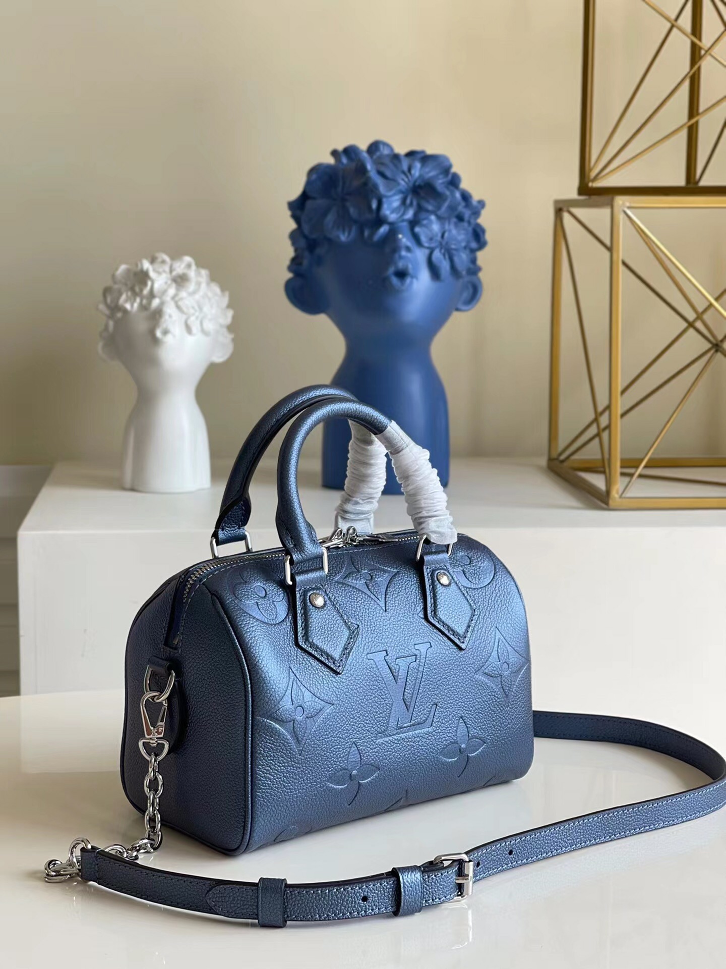 Louis Vuitton Speedy Bandouliere 20 Monogram Empreinte Blue