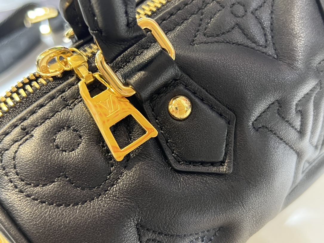 Louis Vuitton Sporty Papillon BB Handbag Black Quilted and Embroidered Smooth Calf Leather M59800