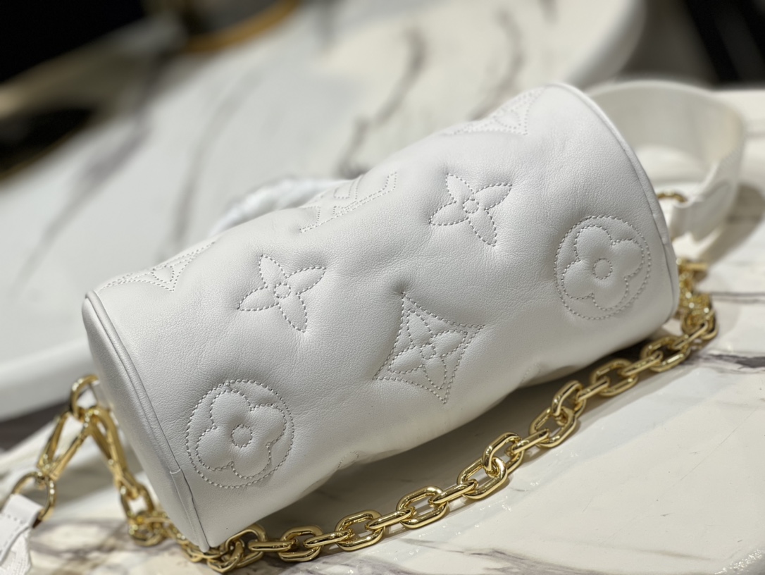 Louis Vuitton Sporty Papillon BB Handbag White Quilted and Embroidered Smooth Calf Leather M59800