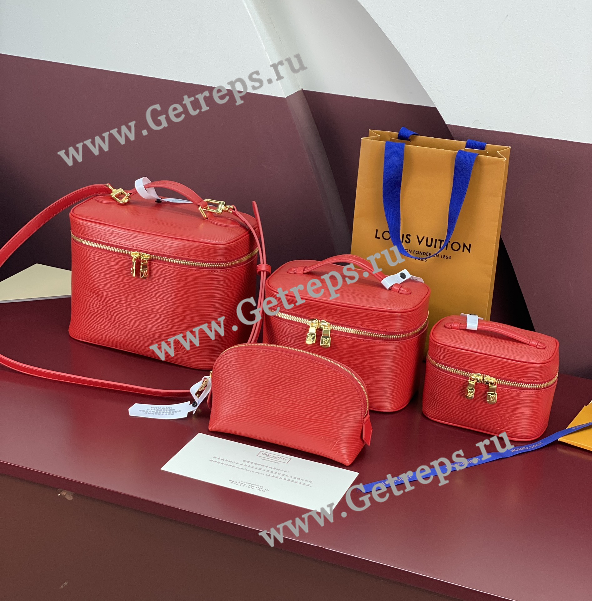 Louis Vuitton Travel Makeup Bag Red