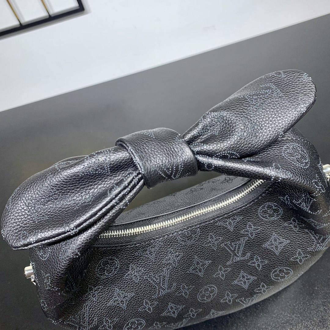 Louis Vuitton Very Body-Friendly Why Knot PM handbag Perforated Mahina Calf Leather Black M20703