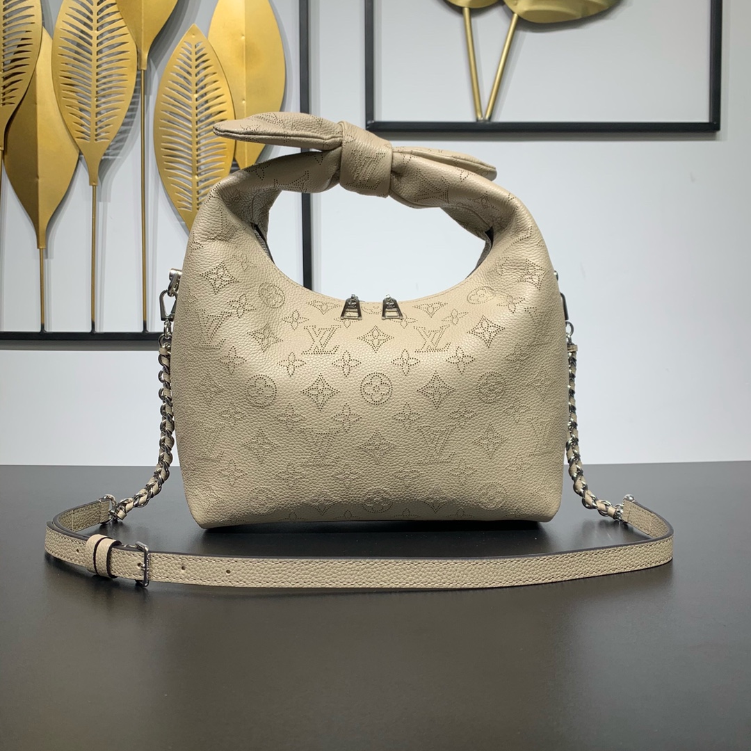 Louis Vuitton Very Body-Friendly Why Knot PM handbag Perforated Mahina Calf Leather Creme M20700