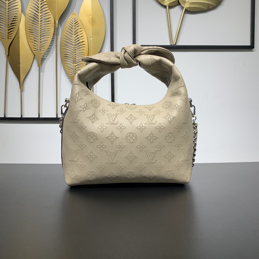 Louis Vuitton Very Body-Friendly Why Knot PM handbag Perforated Mahina Calf Leather Creme M20700