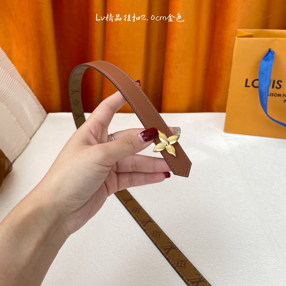 Louis Vuitton Womens Leather Belt Width 20mm 0006
