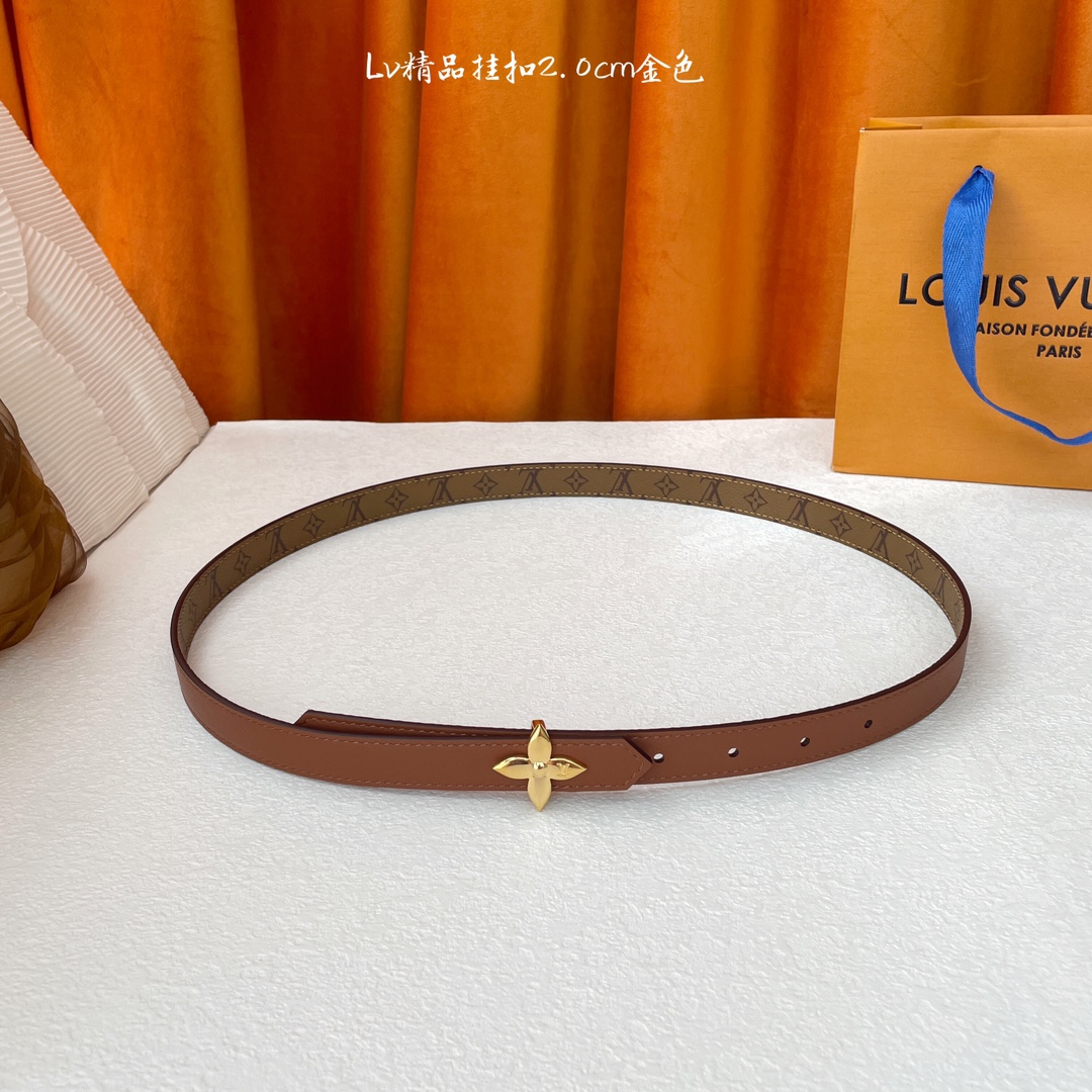 Louis Vuitton Womens Leather Belt Width 20mm 0006