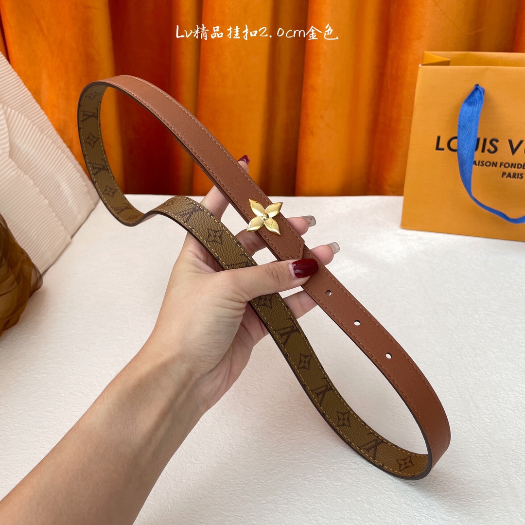 Louis Vuitton Womens Leather Belt Width 20mm 0006