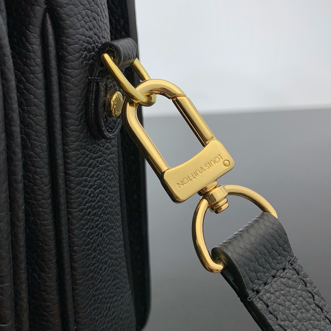 Luxury Replicated Louis Vuitton Pochette Metis Handbag Monogram Empreinte Embossed Leather Black M41487