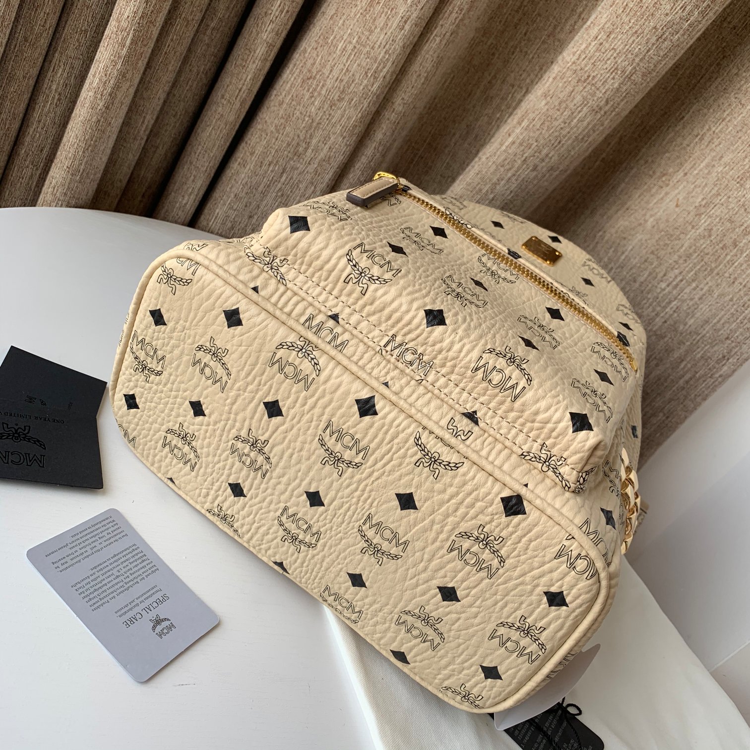 MCM Stark Backpack in Visetos Beige