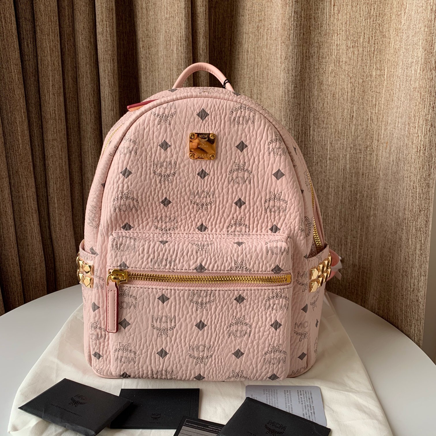 MCM Stark Backpack in Visetos Pink