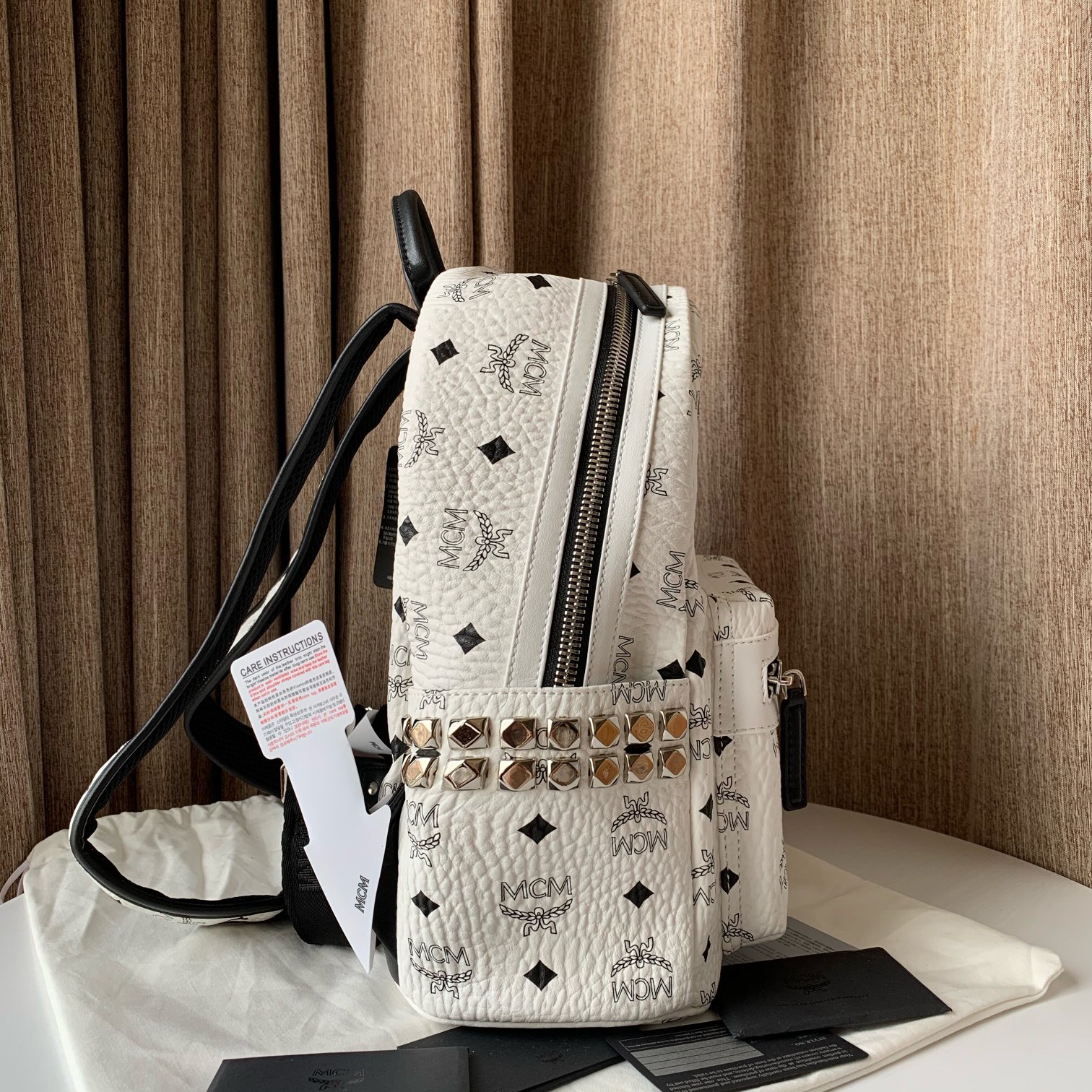 MCM Stark Backpack in Visetos White