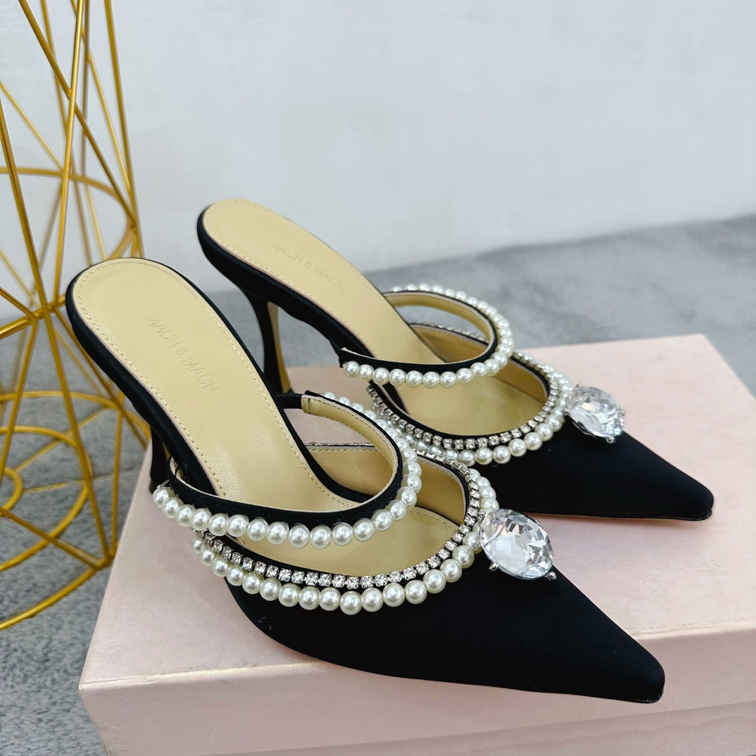 Mach & Mach Embellished Satin Mules-0002  35-42