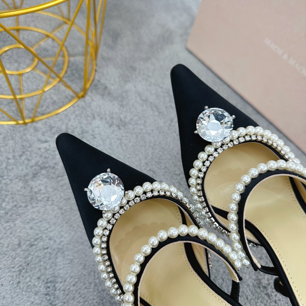 Mach & Mach Embellished Satin Mules-0002  35-42