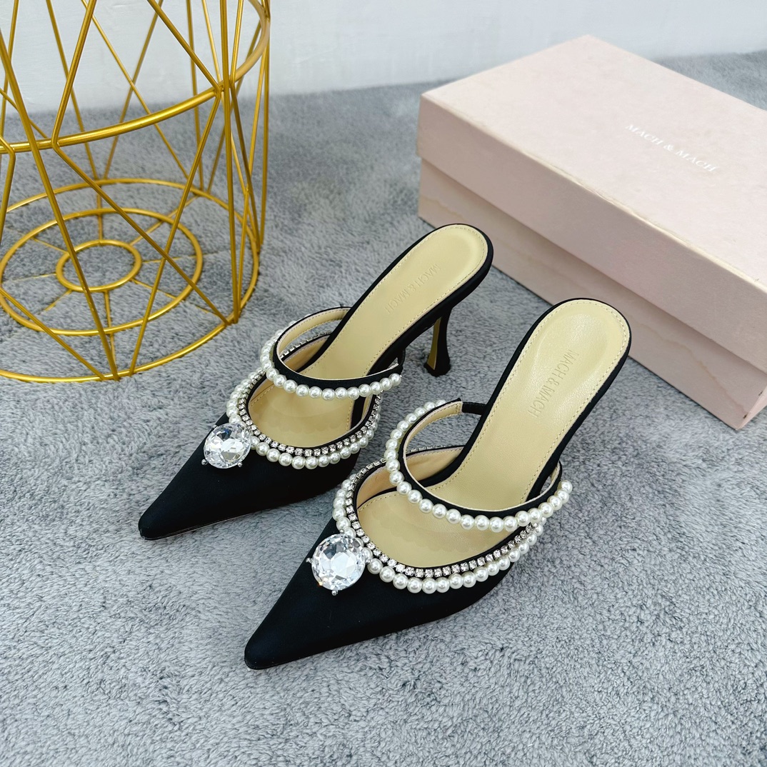 Mach & Mach Embellished Satin Mules-0002  35-42