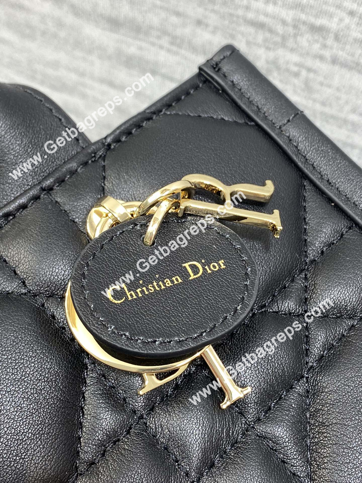 Mini Dior Book Tote Macrocannage Calfskin Black