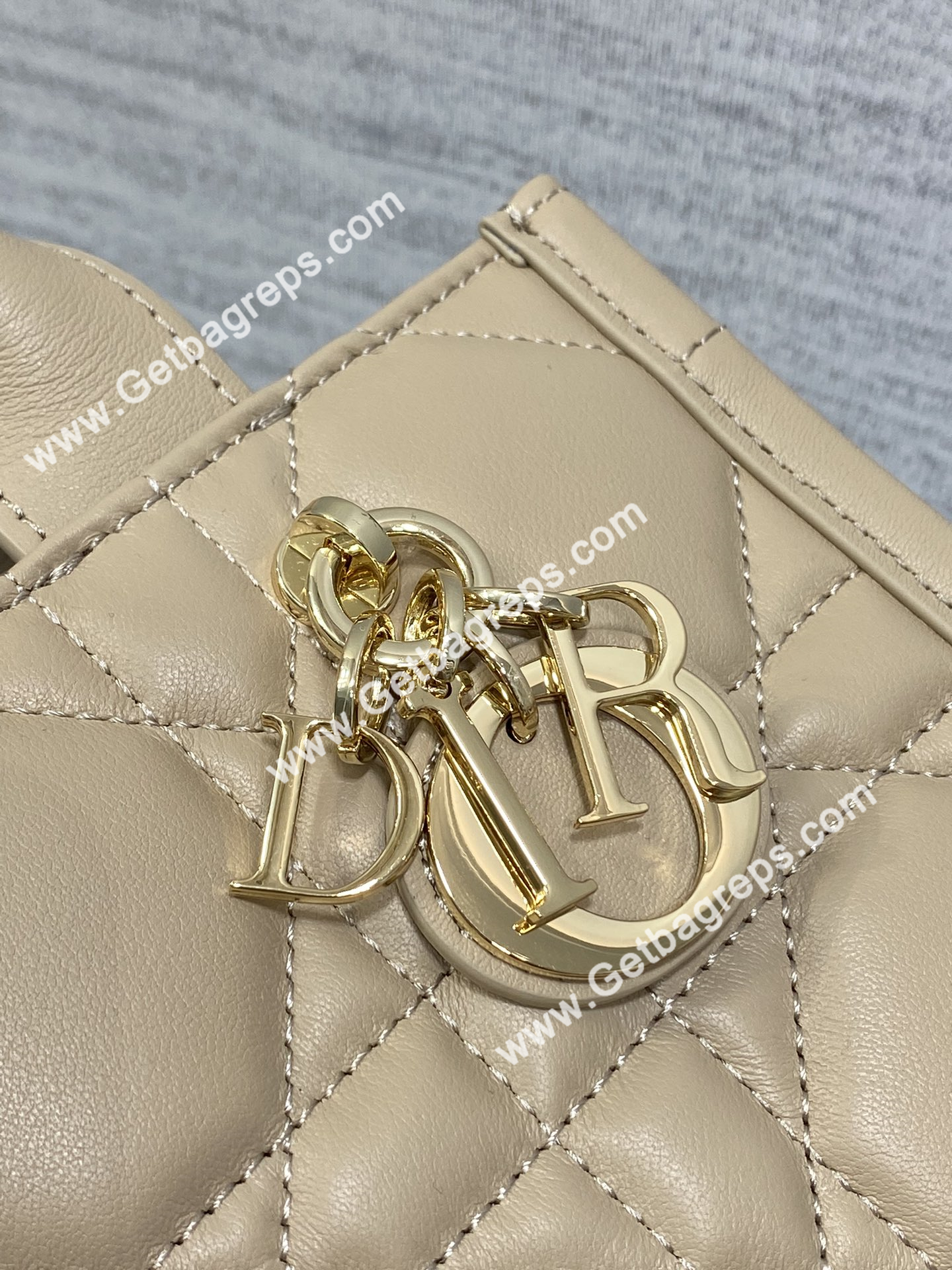 Mini Dior Book Tote Macrocannage Calfskin Cream Apricot