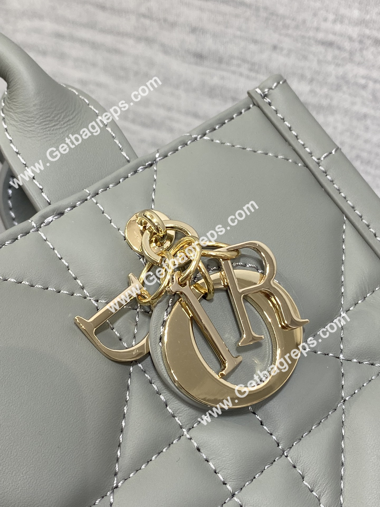 Mini Dior Book Tote Macrocannage Calfskin Rock Gray