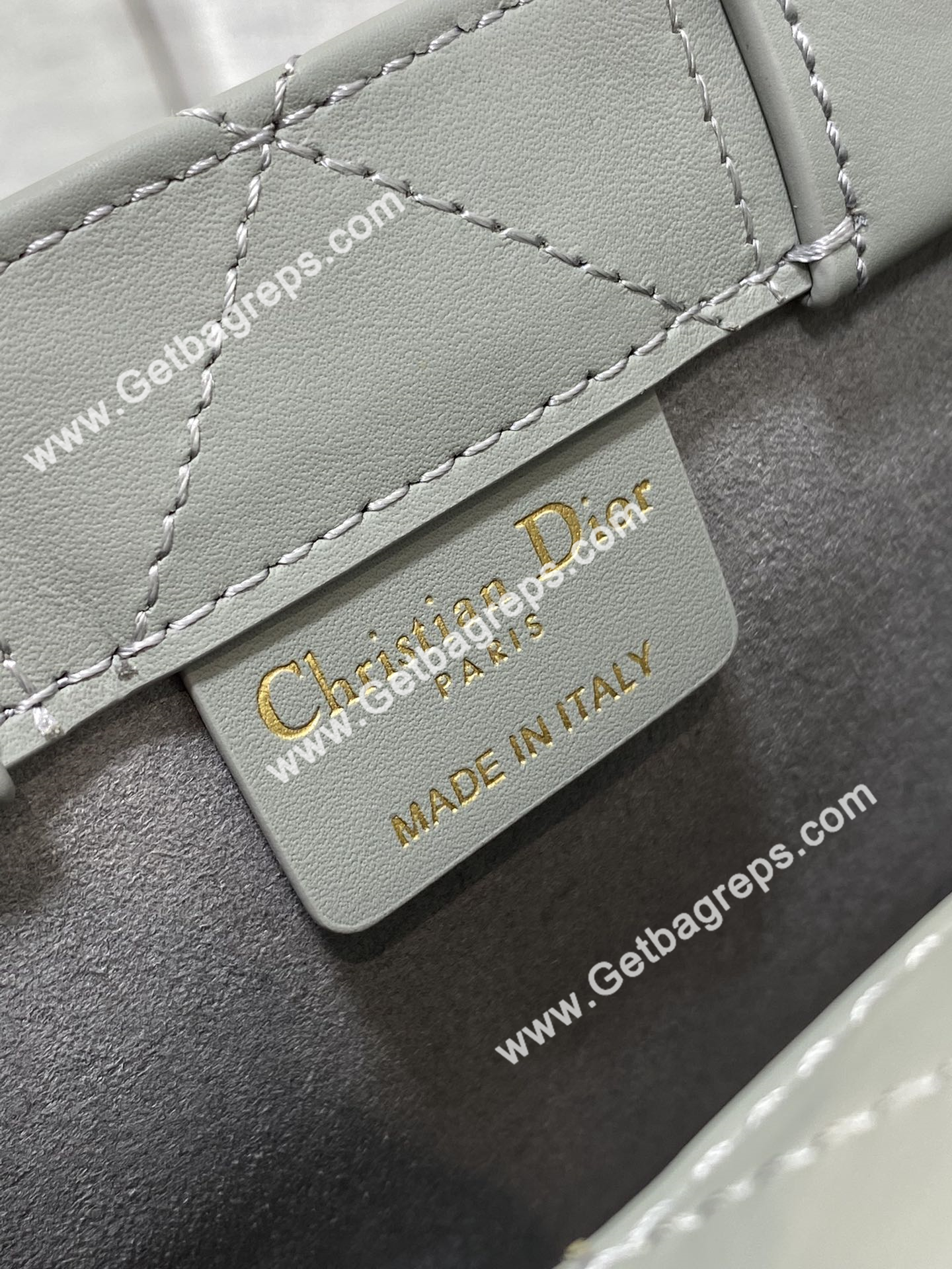 Mini Dior Book Tote Macrocannage Calfskin Rock Gray