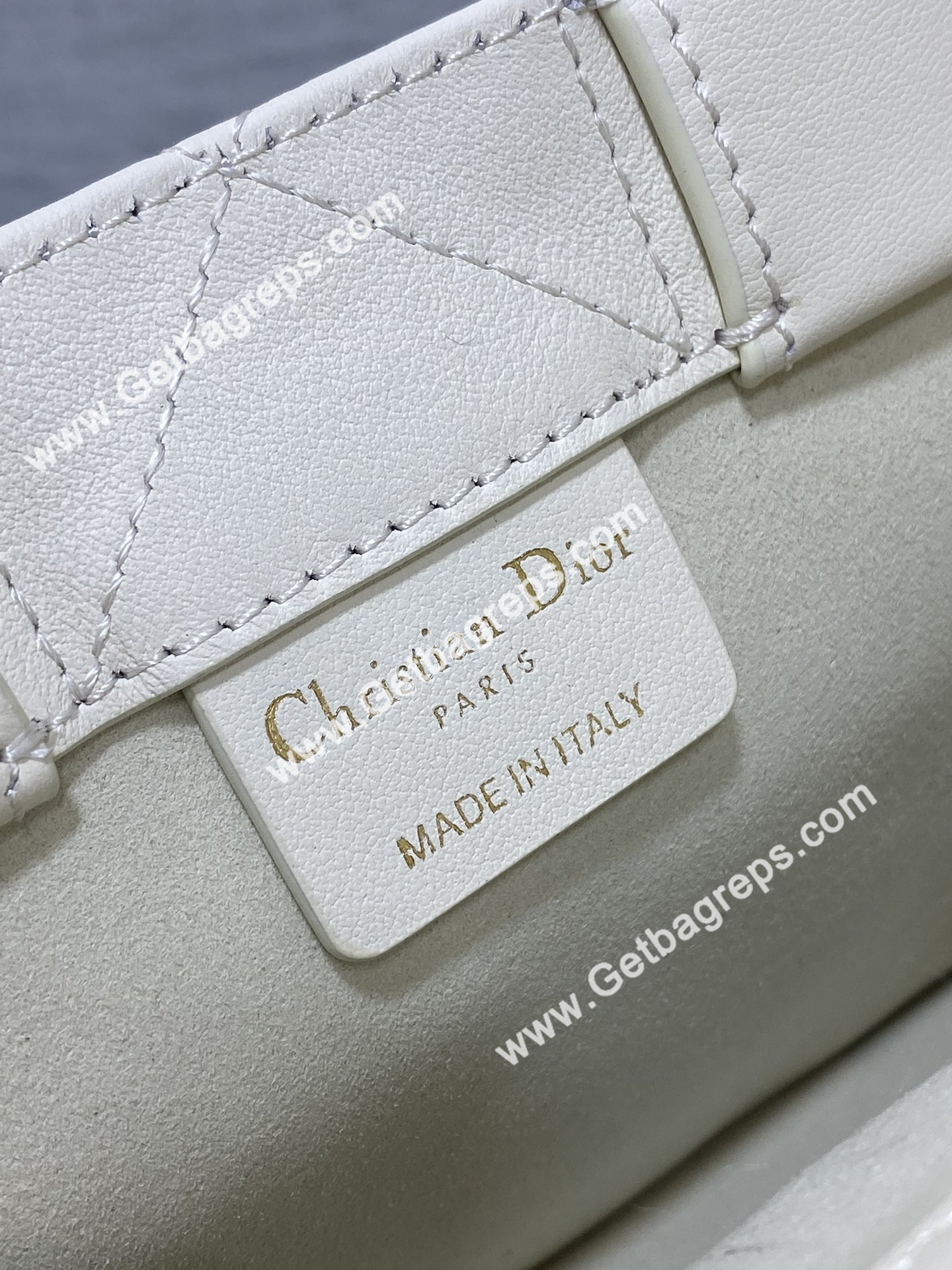 Mini Dior Book Tote Macrocannage Calfskin White