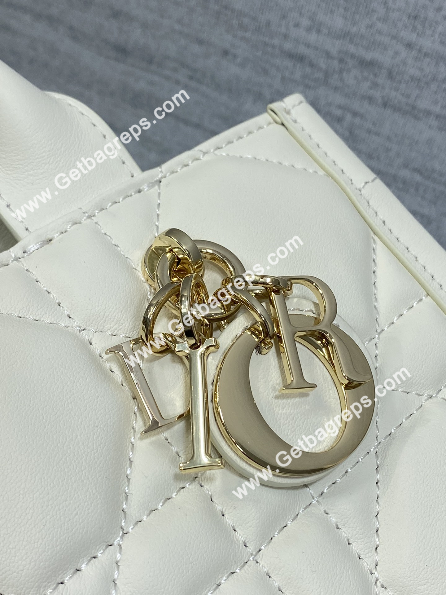 Mini Dior Book Tote Macrocannage Calfskin White