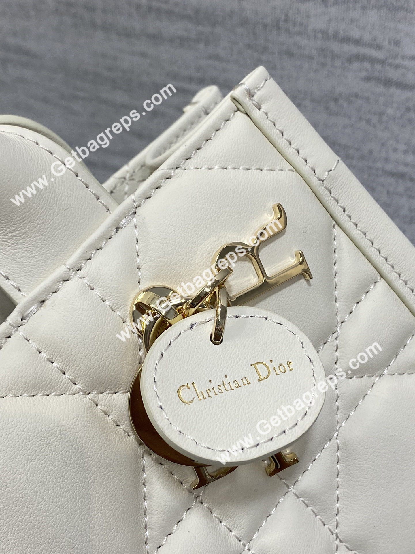 Mini Dior Book Tote Macrocannage Calfskin White
