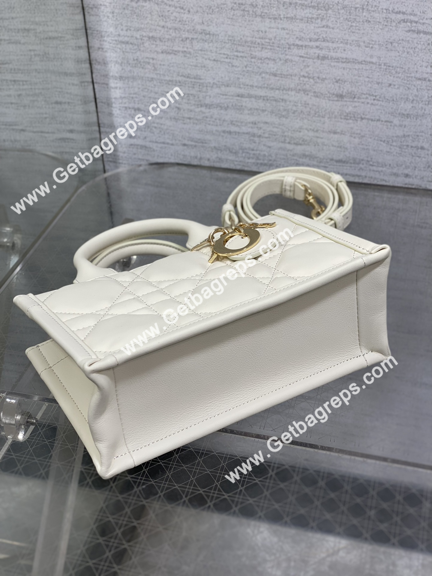 Mini Dior Book Tote Macrocannage Calfskin White