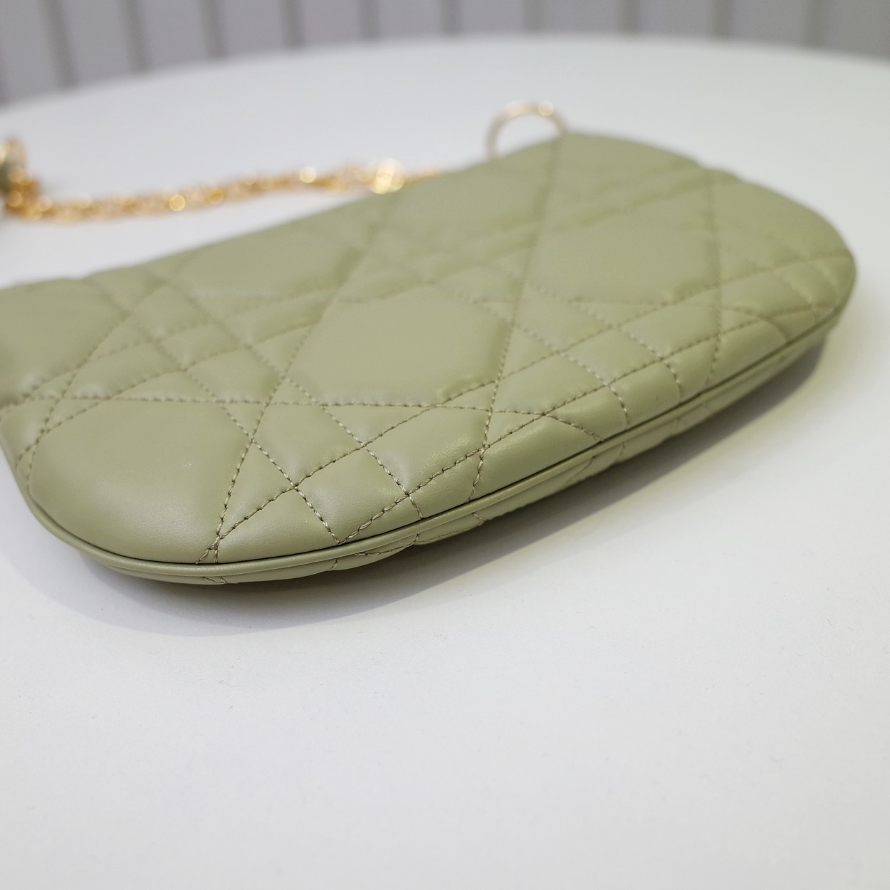 Mini Dior Caro Tulip Bag Green Quilted Macrocannage Calfskin