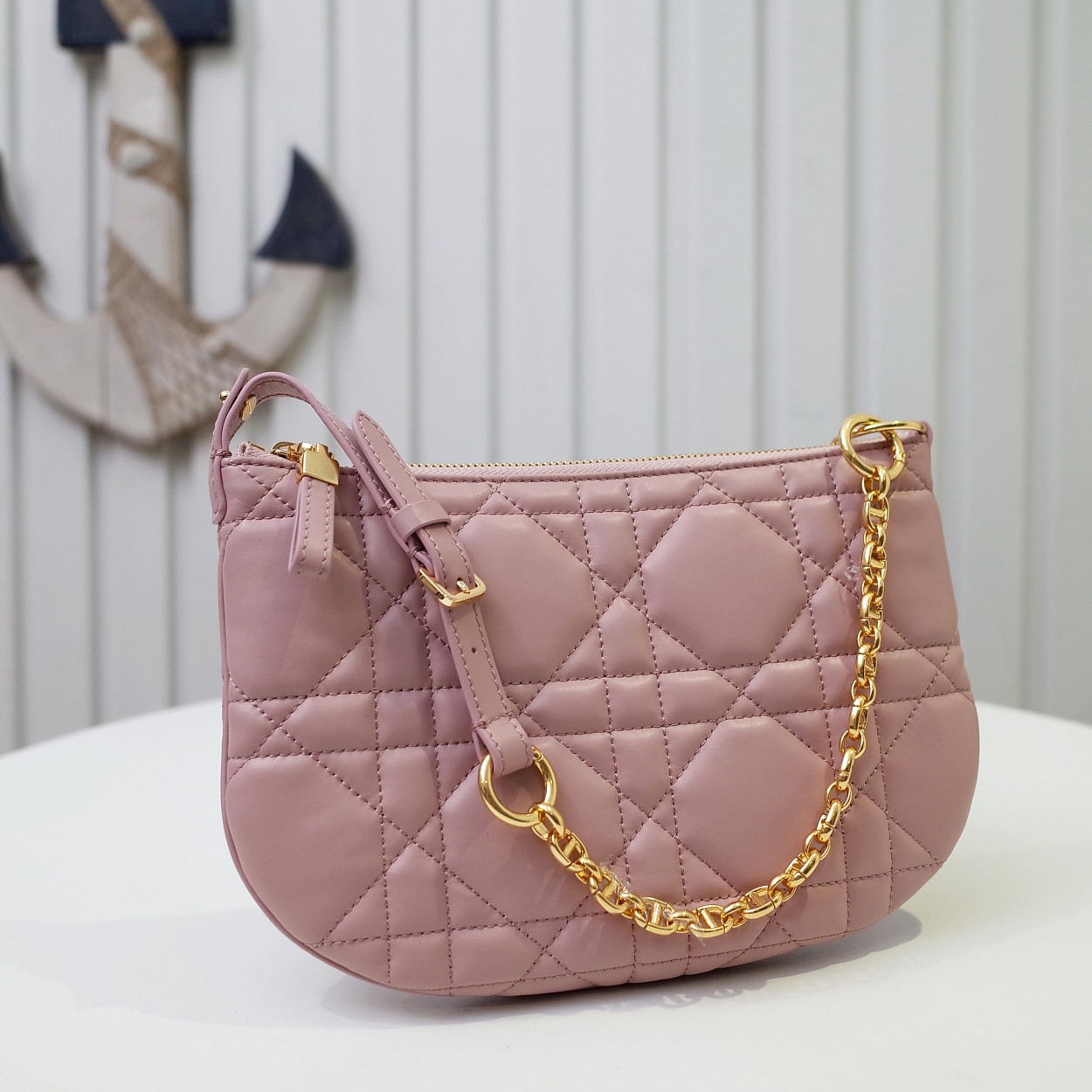 Mini Dior Caro Tulip Bag Pink Quilted Macrocannage Calfskin