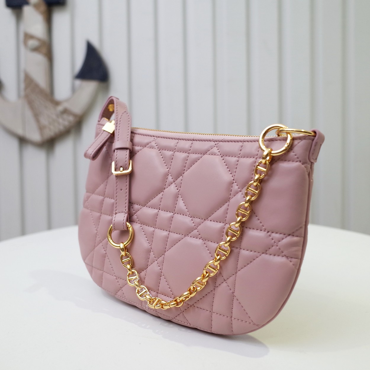 Mini Dior Caro Tulip Bag Pink Quilted Macrocannage Calfskin