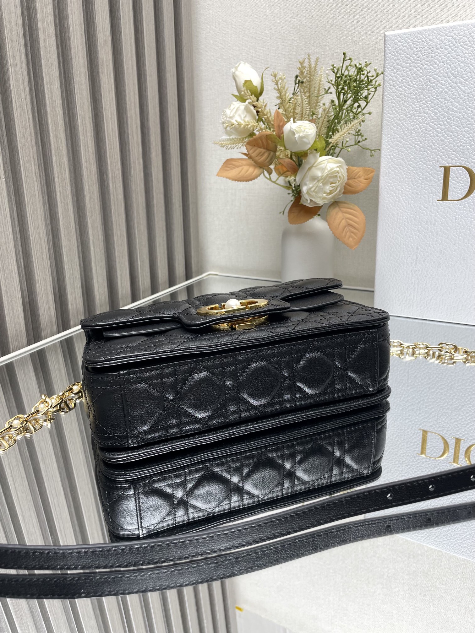 Mini Dior Jolie Top Handle Bag Black Cannage Calfskin