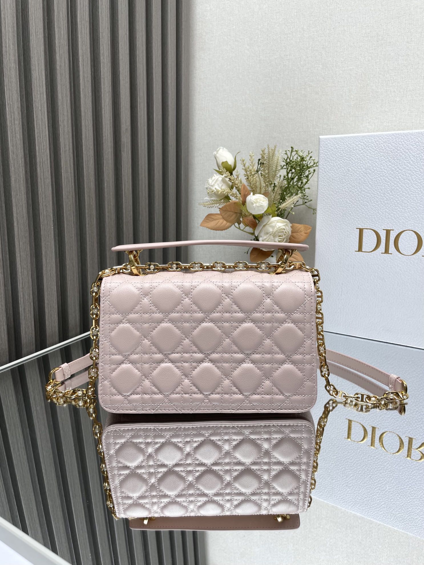 Mini Dior Jolie Top Handle Bag Pink Cannage Calfskin