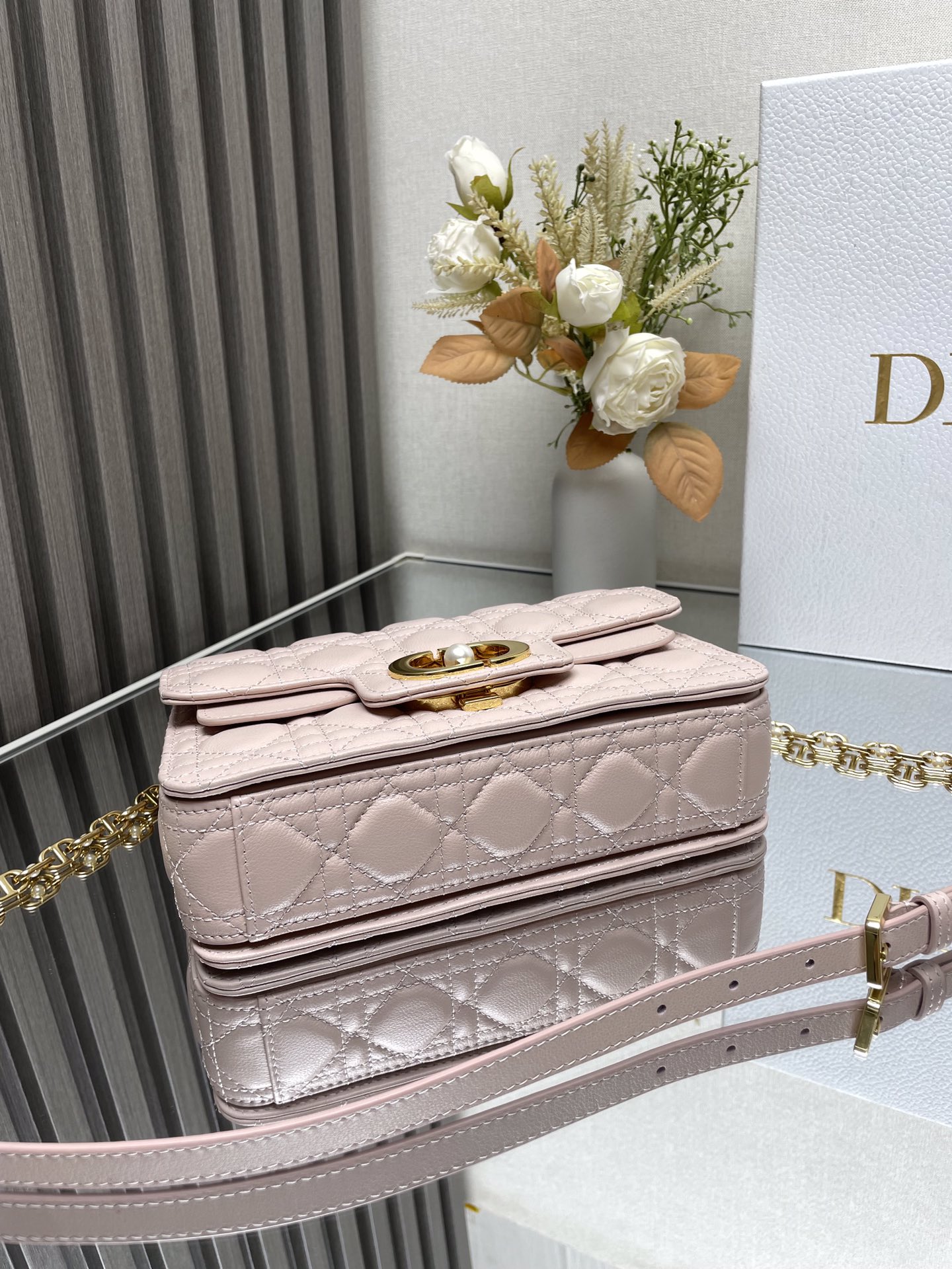 Mini Dior Jolie Top Handle Bag Pink Cannage Calfskin