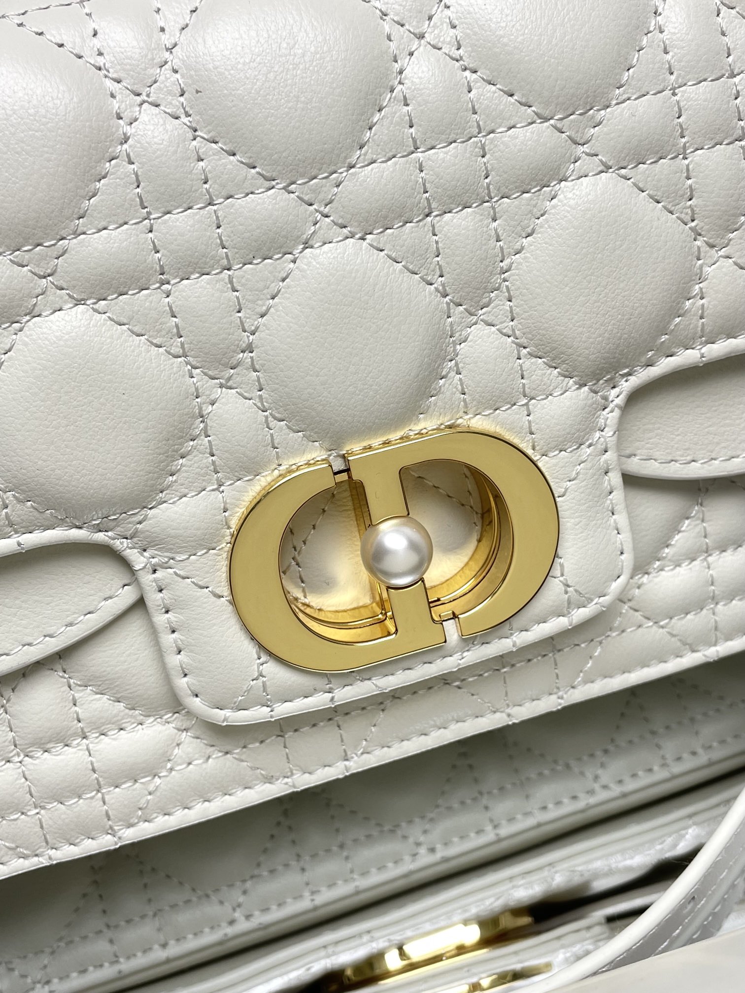 Mini Dior Jolie Top Handle Bag White Cannage Calfskin