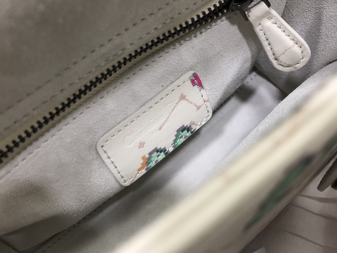 Mini Lady Dior Bag Latte Multicolor Dior Pixel Zodiac Printed Calfskin White