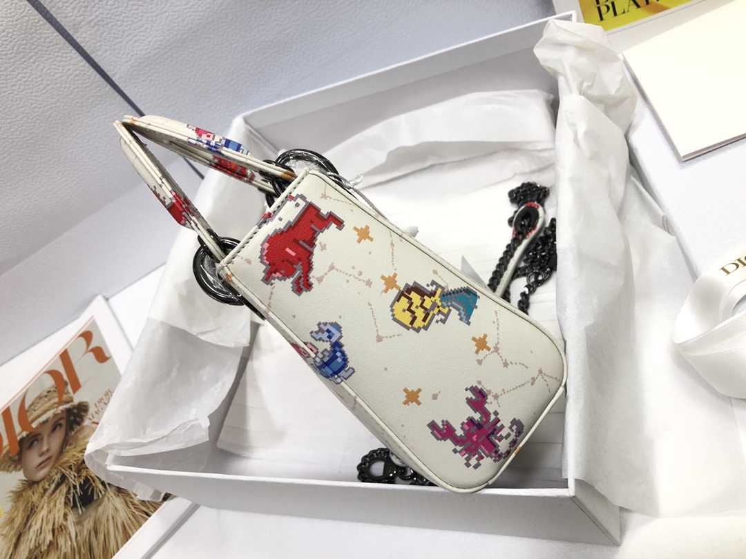 Mini Lady Dior Bag Latte Multicolor Dior Pixel Zodiac Printed Calfskin ...