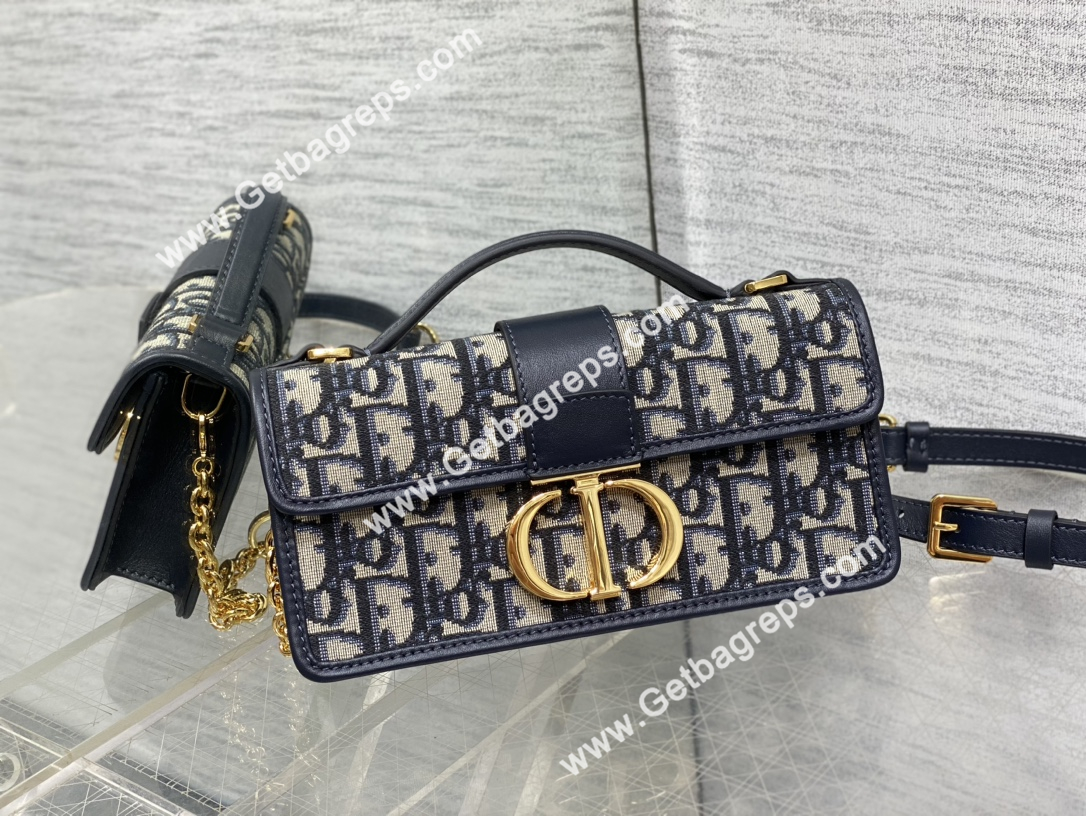 Miss Montaigne Mini Bag Blue Dior Oblique Jacquard