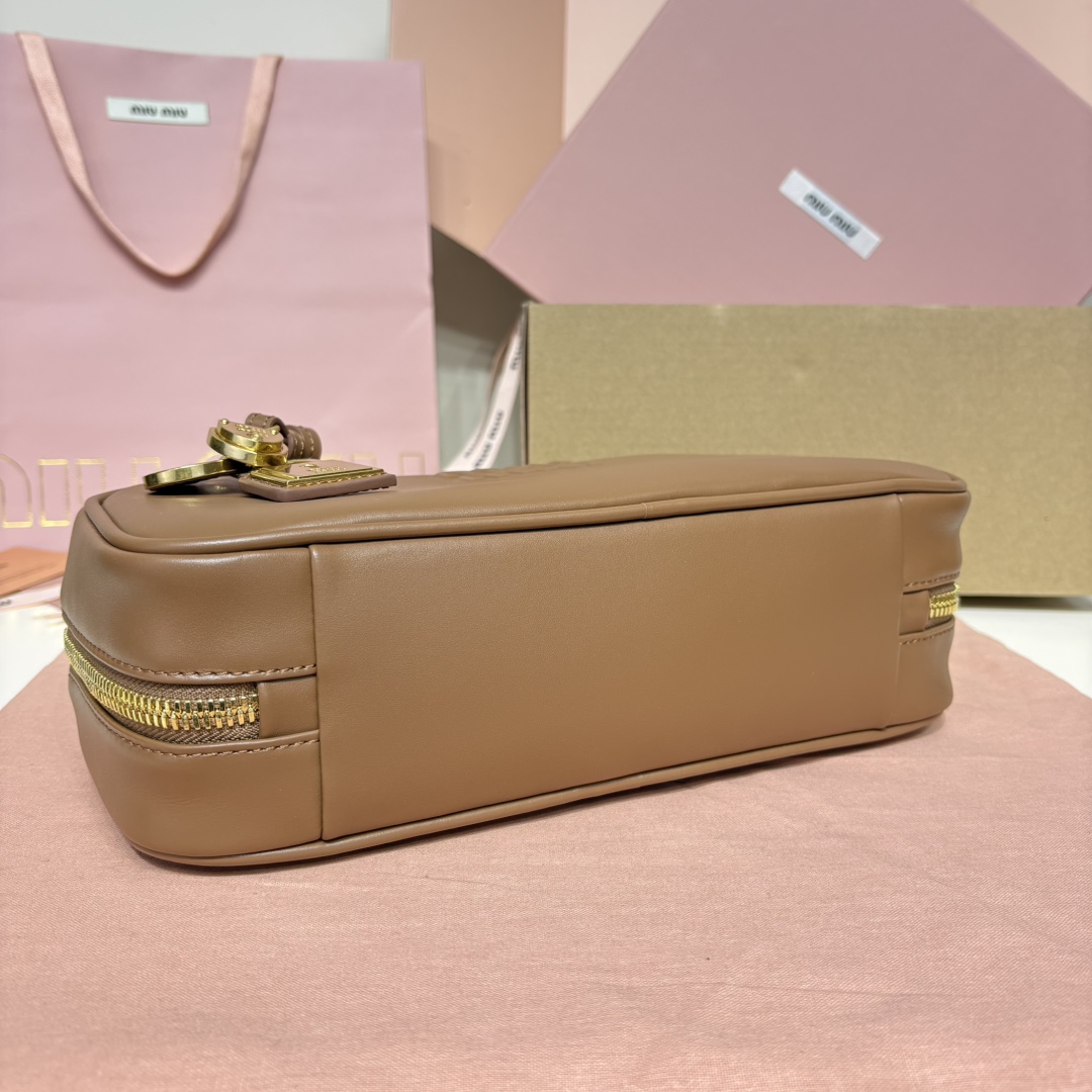 MiuMiu 5BB173 Beau Leather Bag Coffee