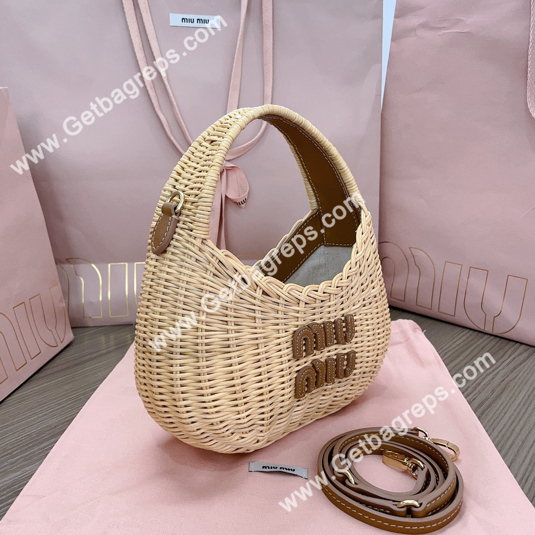MiuMiu 5BC125 Wander Wicker Handbag