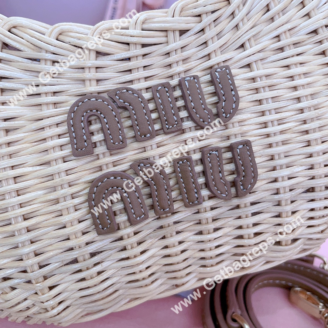 MiuMiu 5BC125 Wander Wicker Handbag