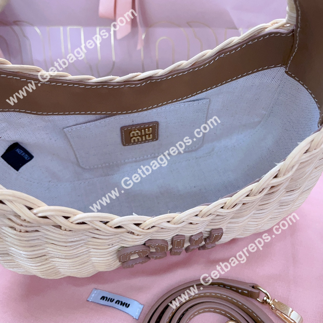 MiuMiu 5BC125 Wander Wicker Handbag