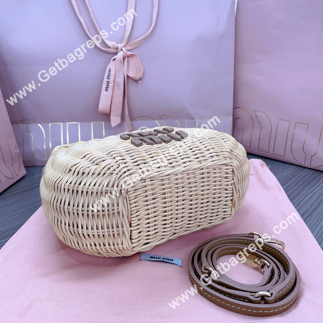 MiuMiu 5BC125 Wander Wicker Handbag