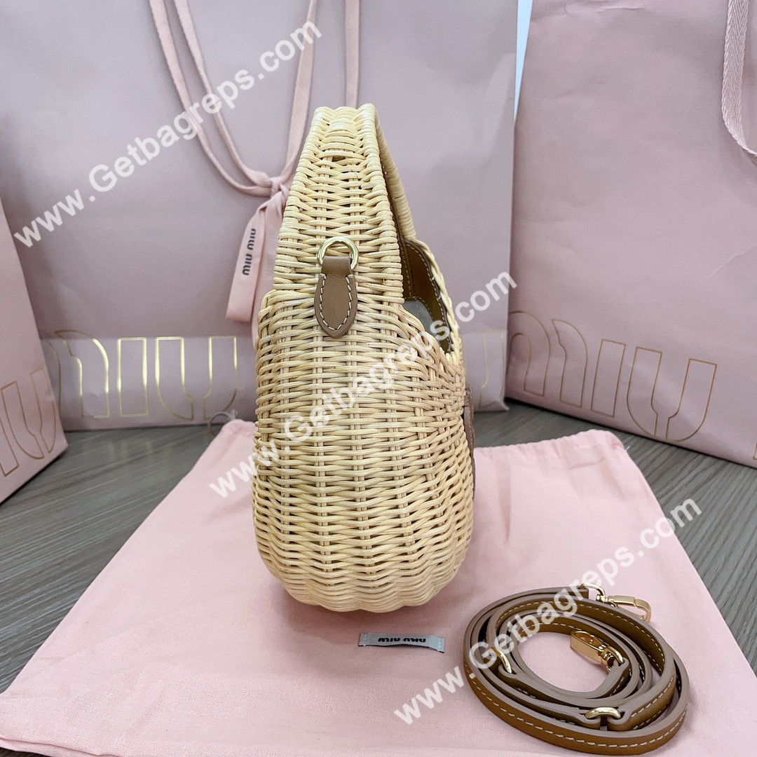 MiuMiu 5BC125 Wander Wicker Handbag