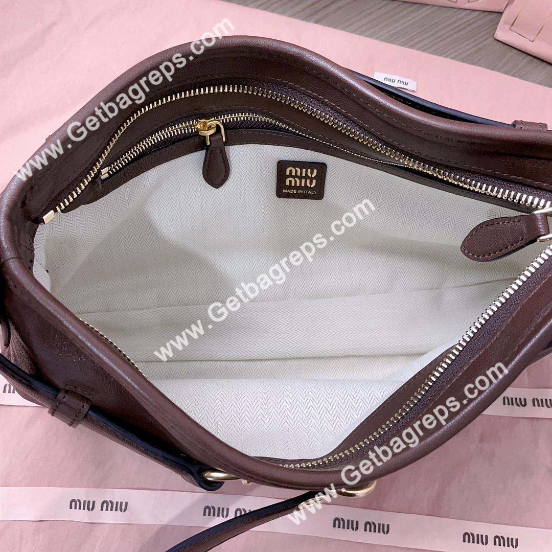 MiuMiu 5BC182 Small Aventure Nappa Leather Bag Coffee